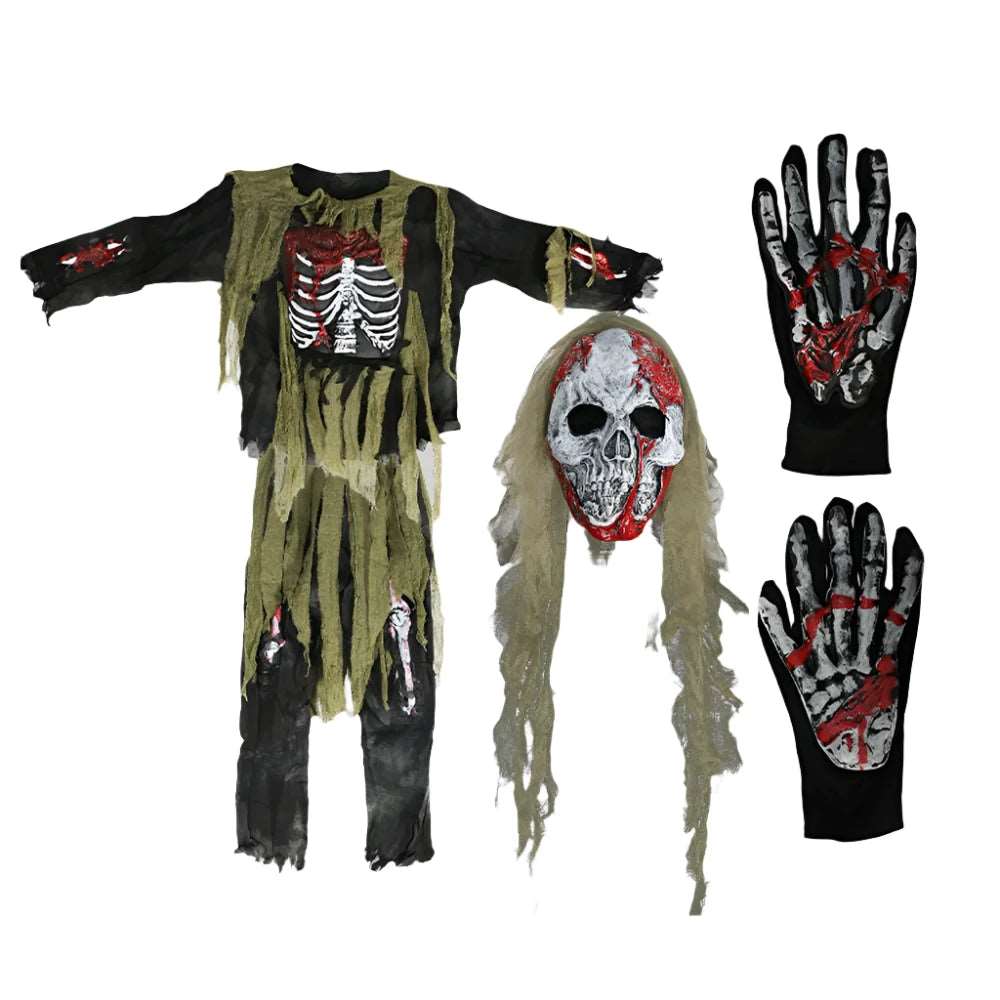 Children's Zombie Skeleton Costume for Halloween and Carnival Parties - Living Dead Swamp Monster Outfit