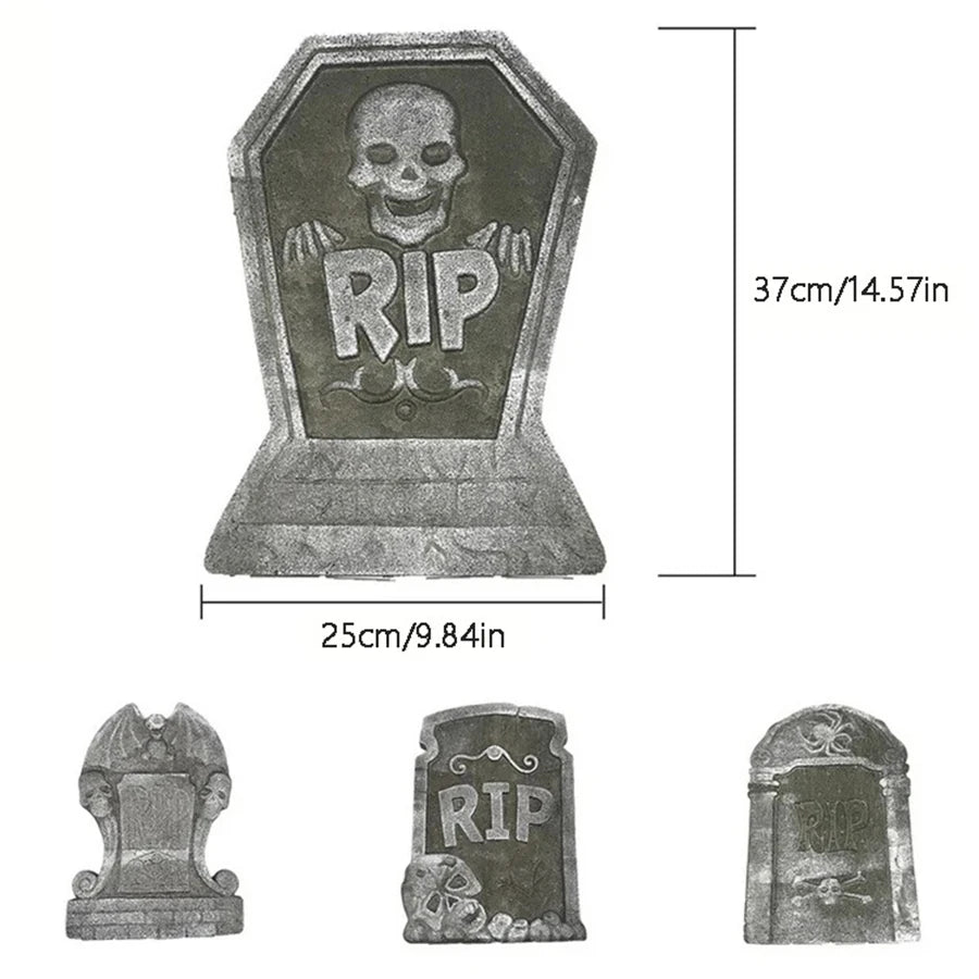 Halloween Tombstone Decor | 4 Piece Foam Set | Outdoor Yard Props | Home Party