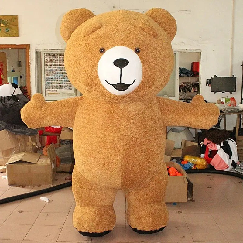 Inflatable Giant Fur Teddy Bear and Brown Bear Costume for Adults with Complete Accessories