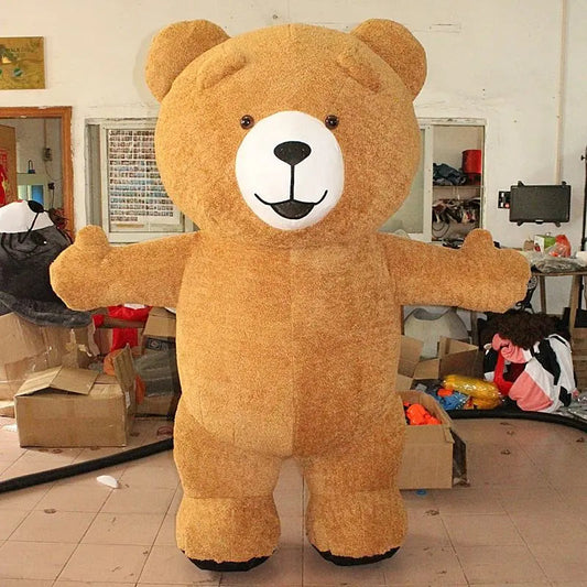 Inflatable Giant Fur Teddy Bear and Brown Bear Costume for Adults with Complete Accessories - ToylandEU