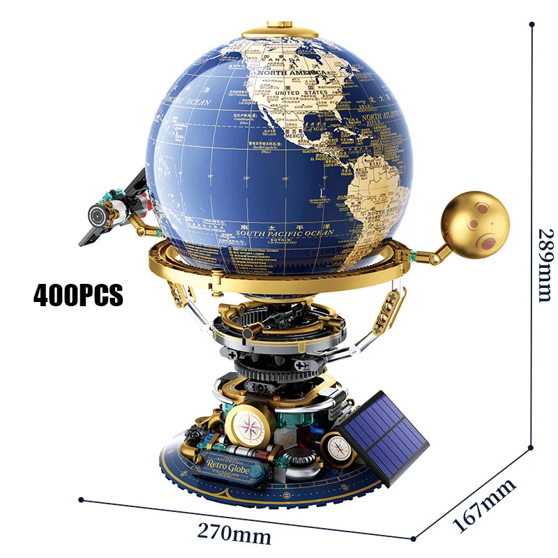 Globe Building Blocks | Steam Powered Model | Interlocking Pieces | STEM Gift