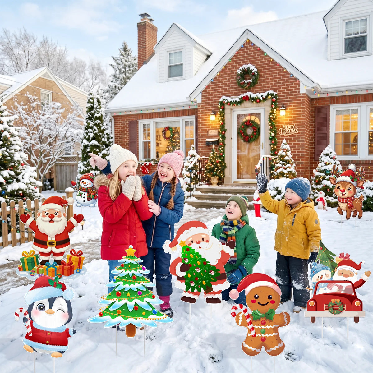 Christmas Yard Signs | With Stakes | Large Cardstock | Outdoor Holiday Decor