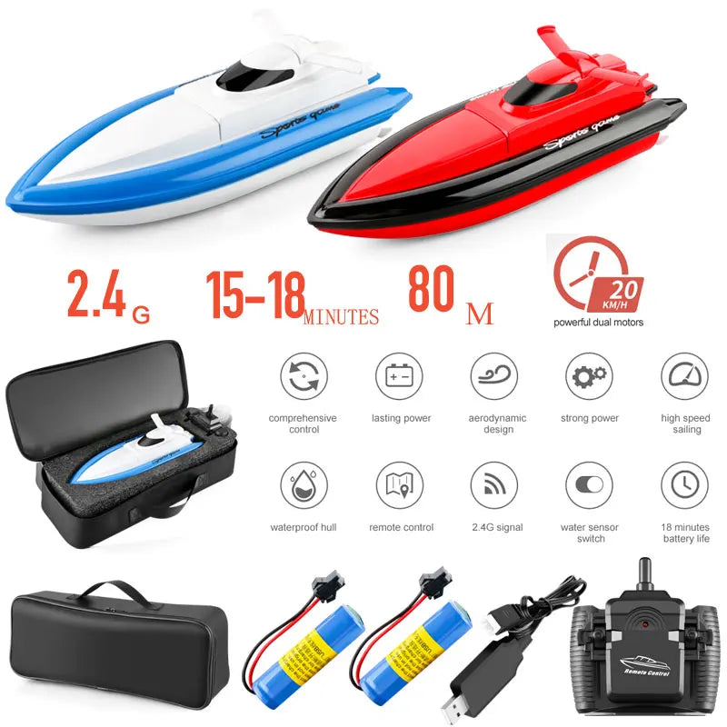 High-Speed 4-Channel Remote Controlled RC Boat for Pool Racing - ToylandEU