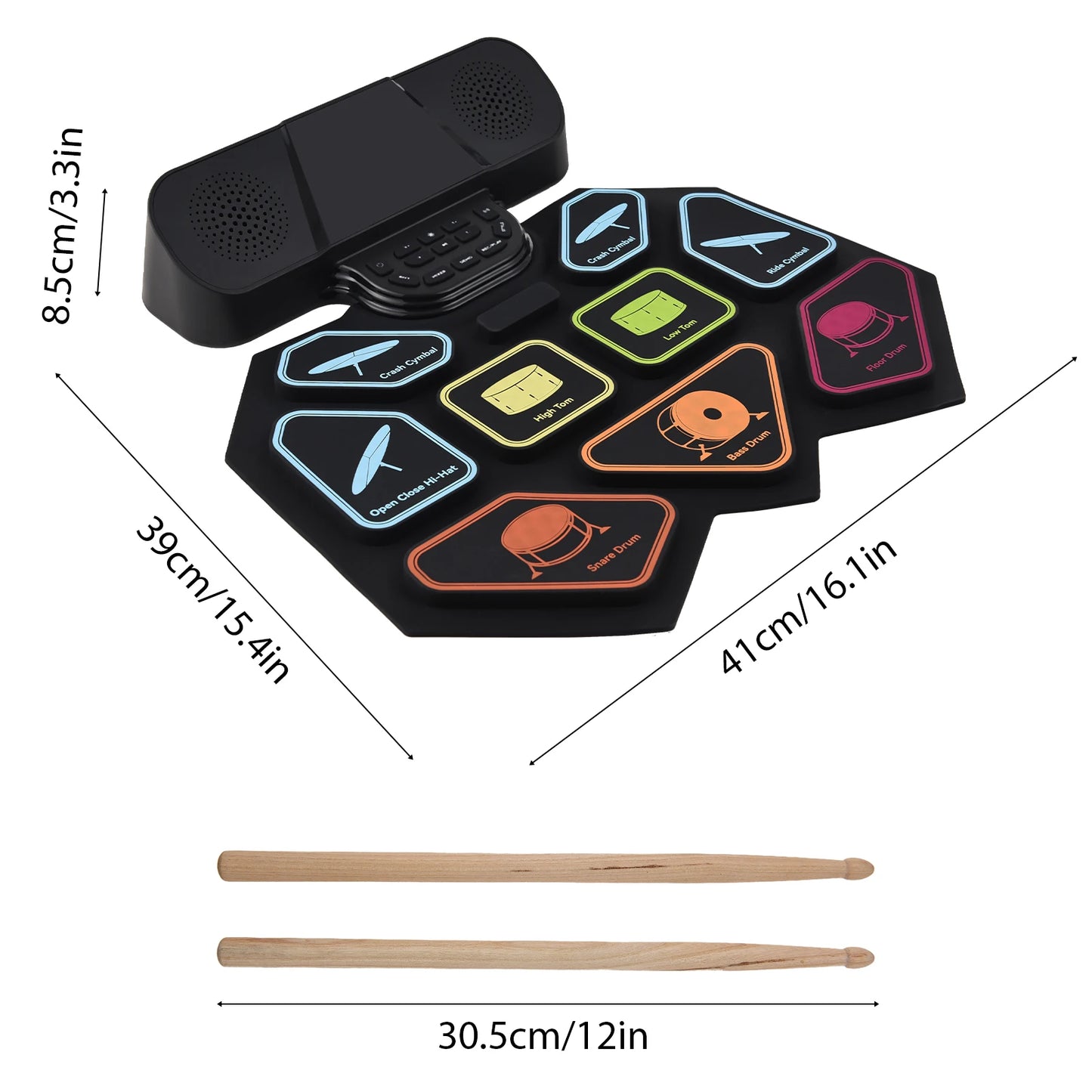 Electronic Drum Set With Dual Speakers And Bluetooth MIDI