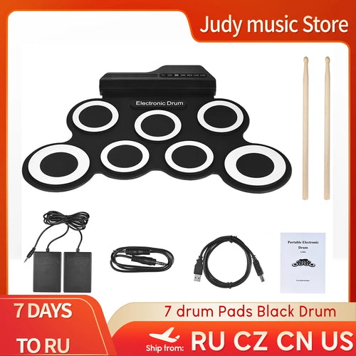 Digital Electronic Drum Compact Size USB Foldable Silicon Drums Set Toyland EU