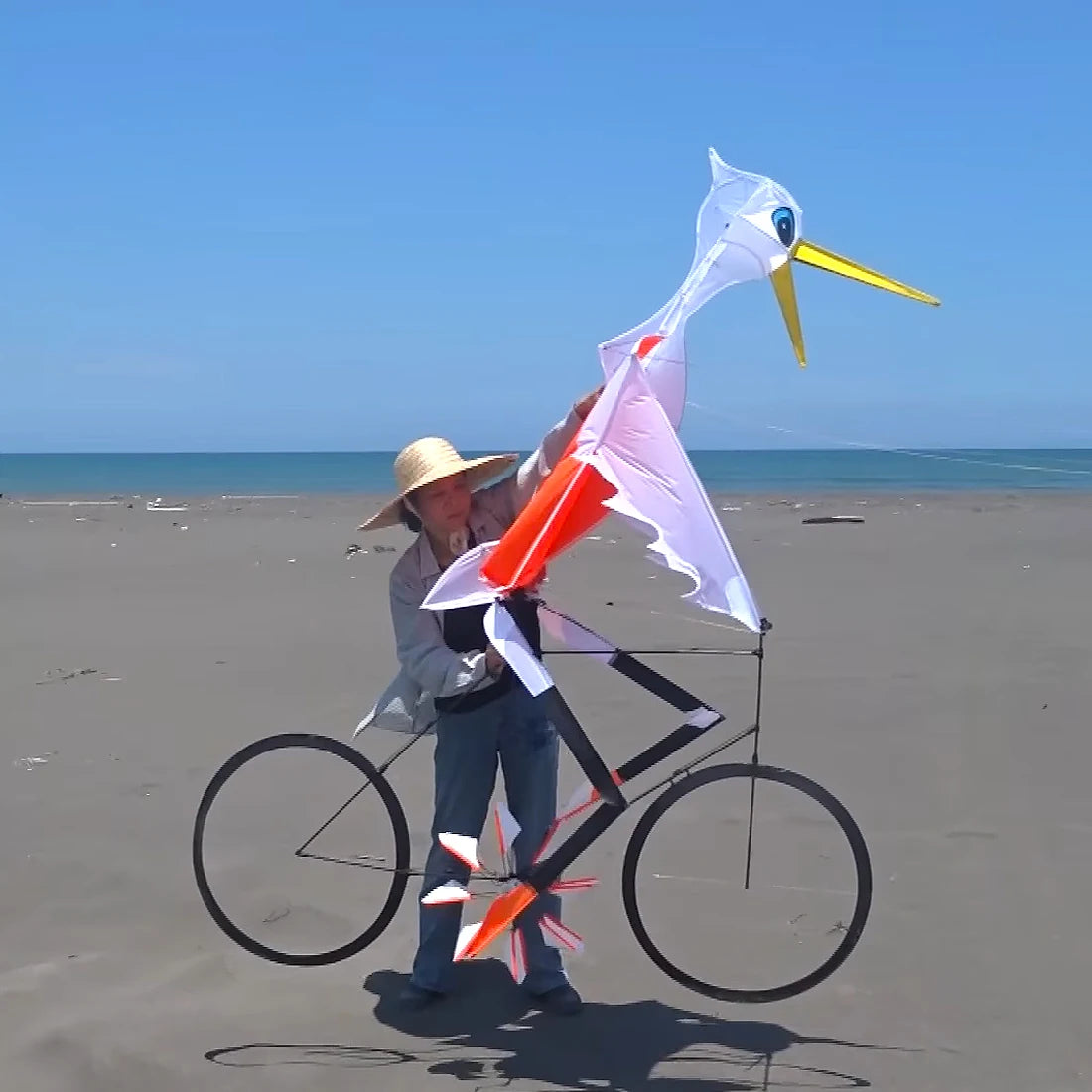 9KM Dynamic Bicycle Kite 1.2m*0.8m Line Laundry Single Line Show Kite with Pedaling Action