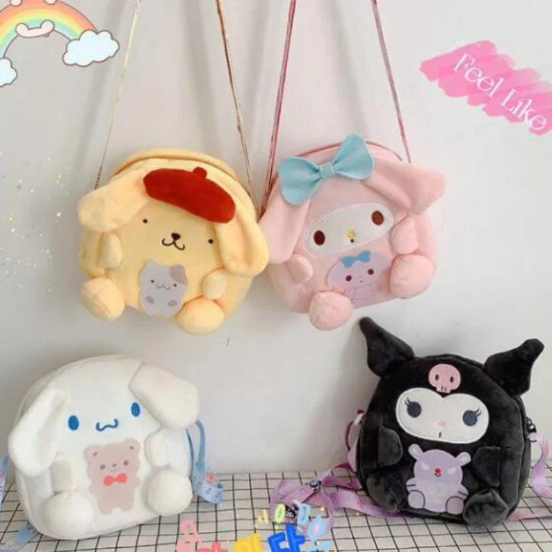 New Kawaii Sanrio Plush Backpack featuring Kuromi, Cinnamoroll, and Pompompurin My Melody - ToylandEU