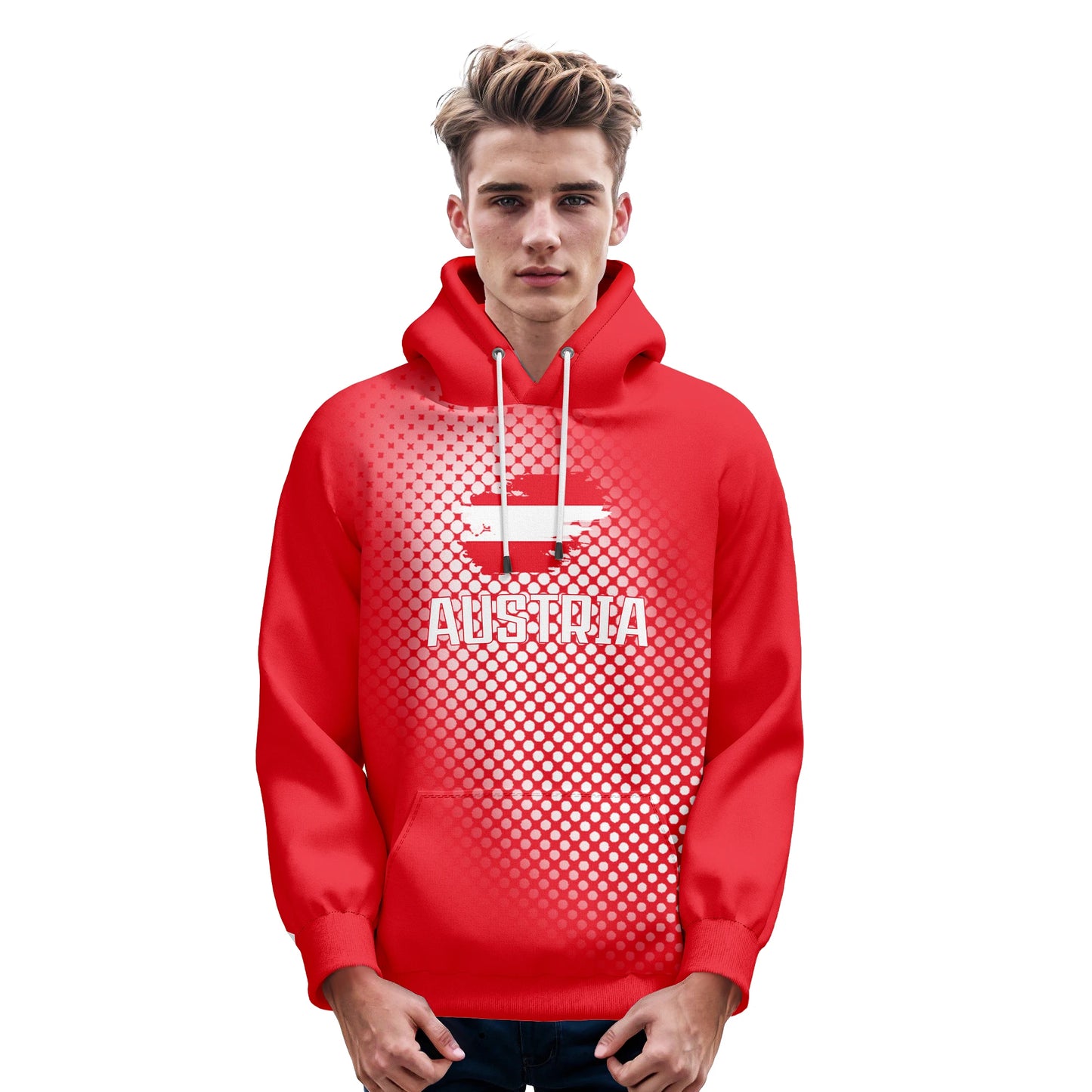 Personalized Austria Flag Soccer Hoodies with Custom Name and Number for Men, Women, and Youth - Perfect Football Team Gift (Sizes S-5XL)