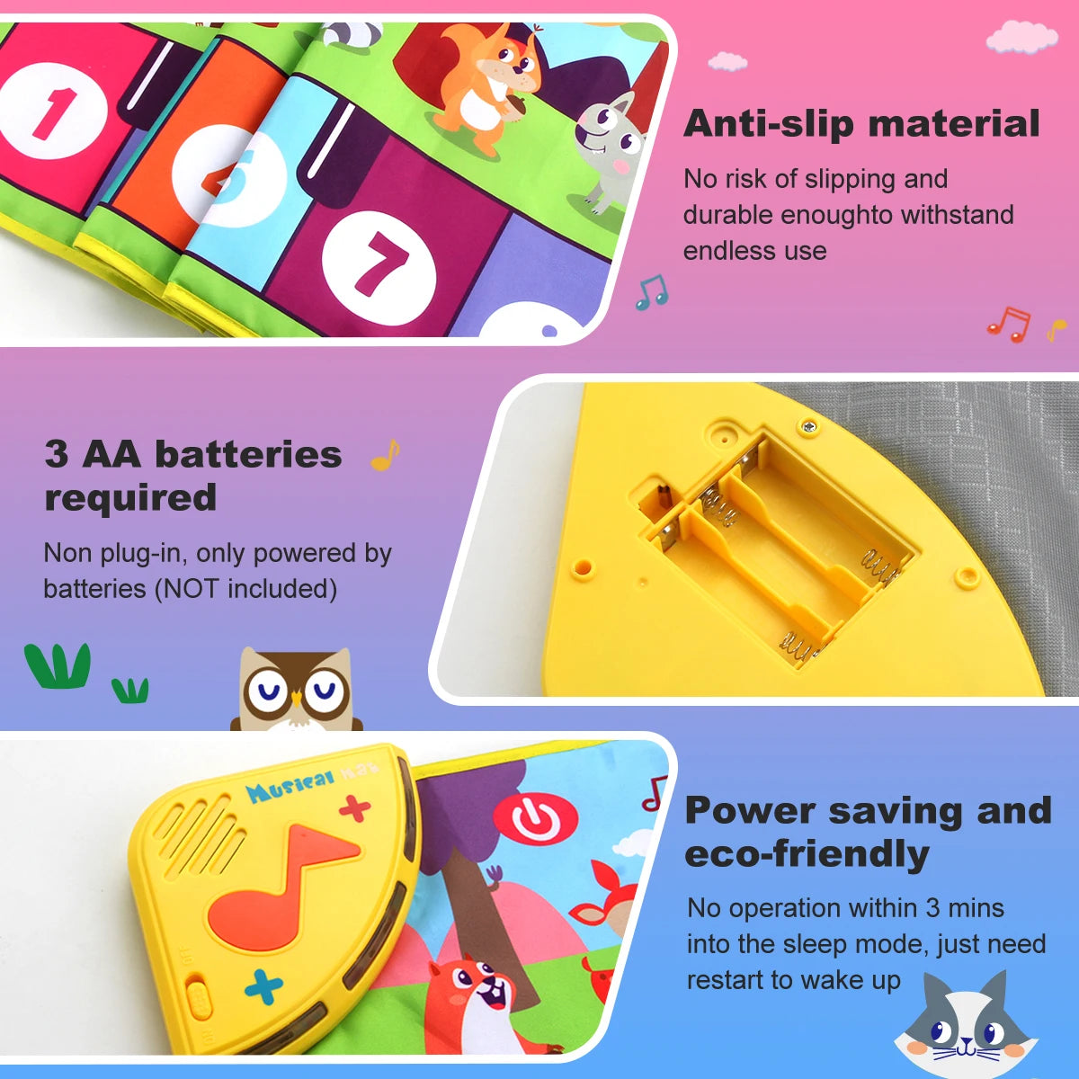 Kids Piano Mat Educational Toy With Animal Sounds