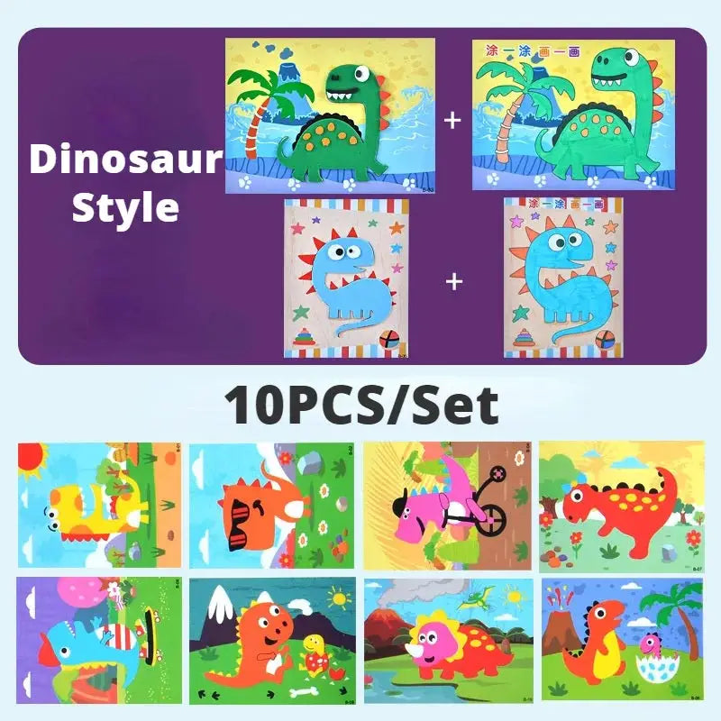 10Pcs 3D EVA Foam Sticker Puzzle Game DIY Cartoon Animal Craft Toys Kids Drawing Toy Learning Education Toys for Children Gifts - ToylandEU