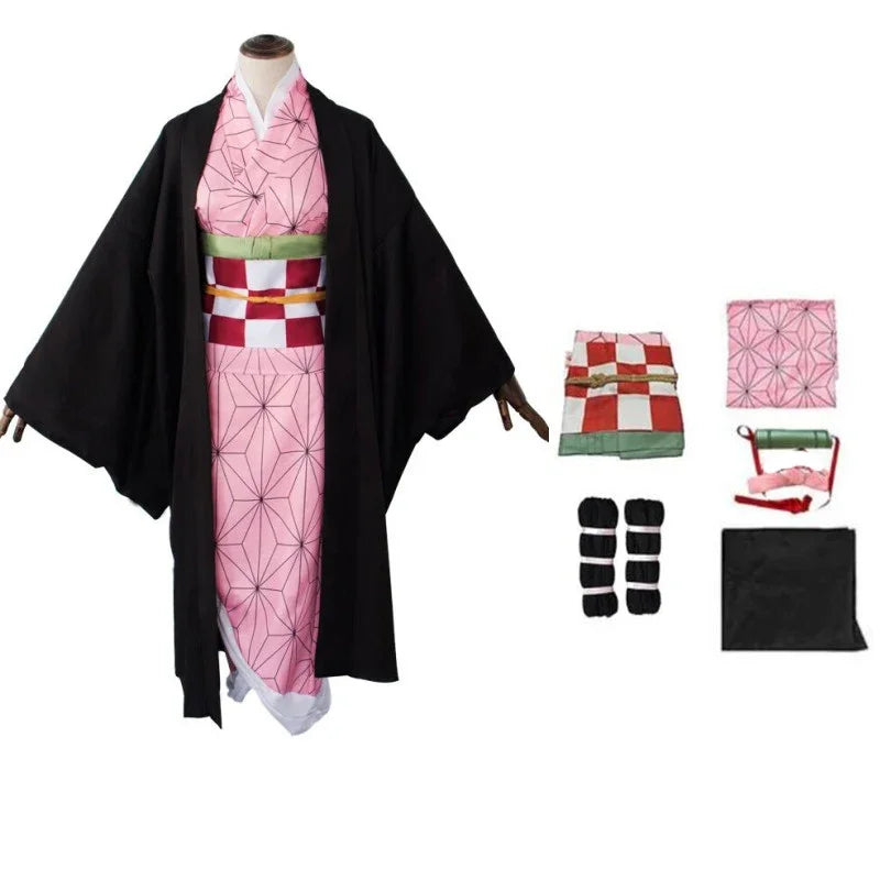 Nezuko Cosplay Outfit | Polyester Fabric | Demon Slayer Anime | Adult Unisex