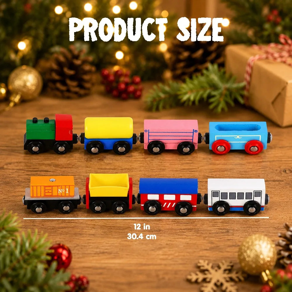 Advent Calendar | 12 Day Wooden Train Cars | Magnetic Train Set For Boys And Kids | Classroom Prizes Party Favor