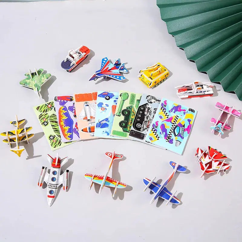 30PCS 3D DIY Paper Jigsaw Puzzles for Animal & Dinosaur & Aircraft Tanks Mini Cartoon Puzzle Toys for Kids Birthday Party Favors - ToylandEU