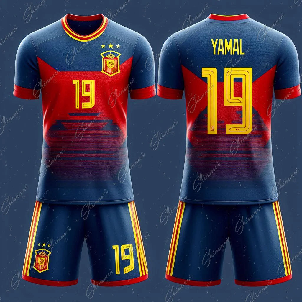 2024 Youth Spain Team No. 29 Yamal Quick-Dry Sports Set for Boys - Summer Jersey and Shorts Ensemble