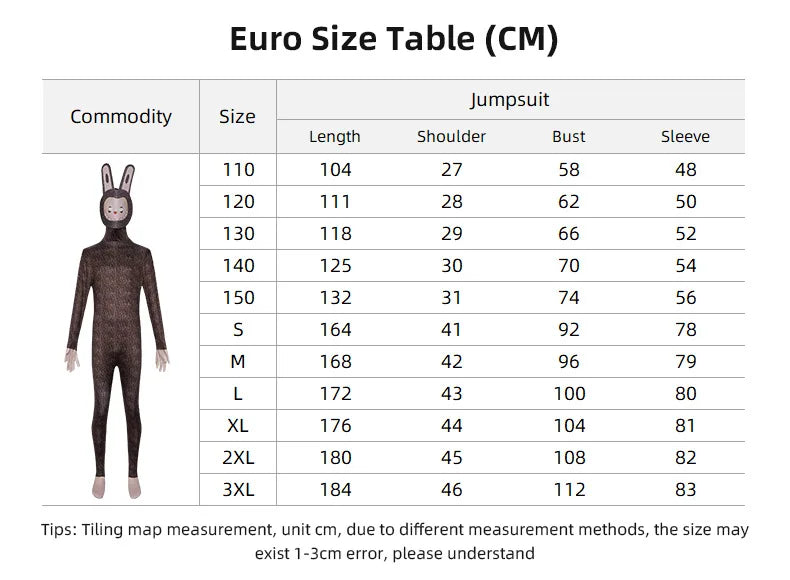 Labubu Costume | Cosplay Jumpsuit with Mask | Adult & Kids