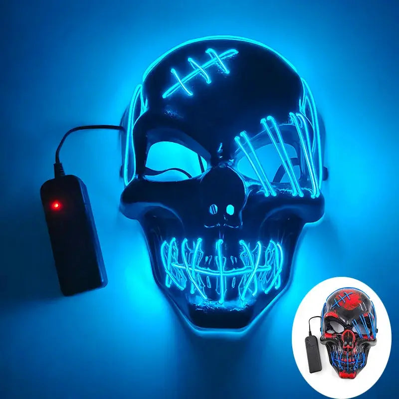 Evil Skull Mask Halloween Carnival Masquerade Haunted House Scary Decoration Cosplay Skeleton Scary Theme Party Light Up Mask - ToylandEU