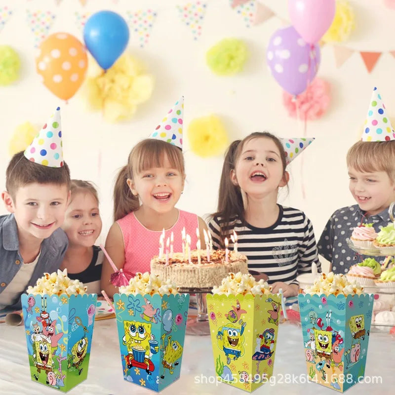 Foldable Paper Snack Box | SpongeBob Print | Disposable | Kids Party
