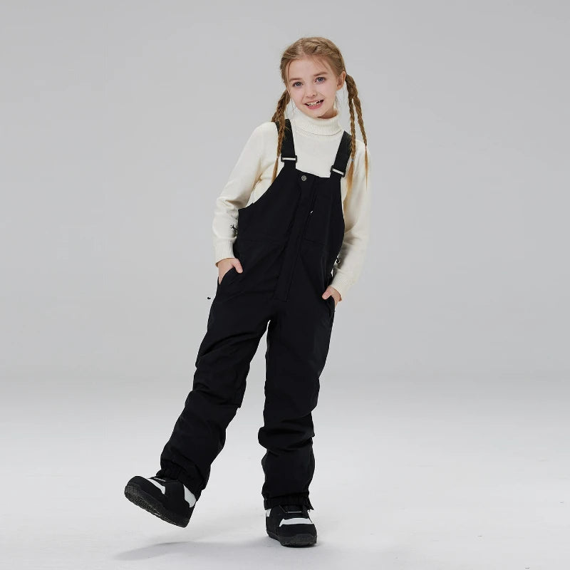 Kids Ski Bib Pants | Waterproof Windproof | Thickened Warm Lining | Youth