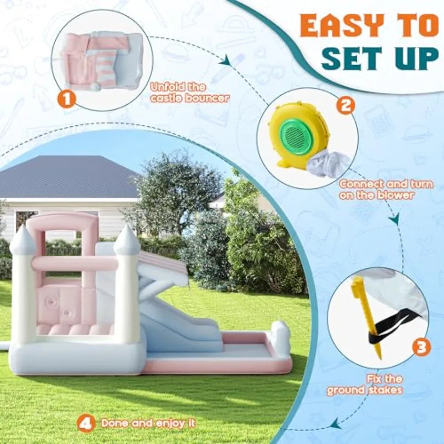 Inflatable Bounce House With Water Slide For Indoor Outdoor Fun