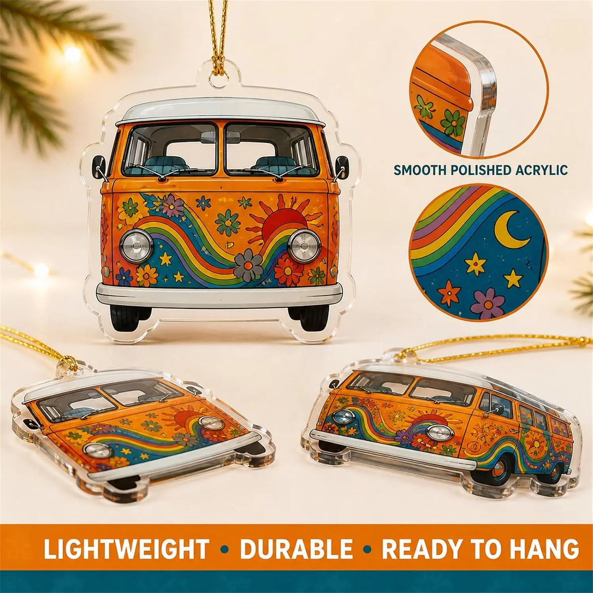 Advent Calendar | 24 Retro Campervan Ornaments | Unique Acrylic Road Trip Designs | Desktop Display Gift