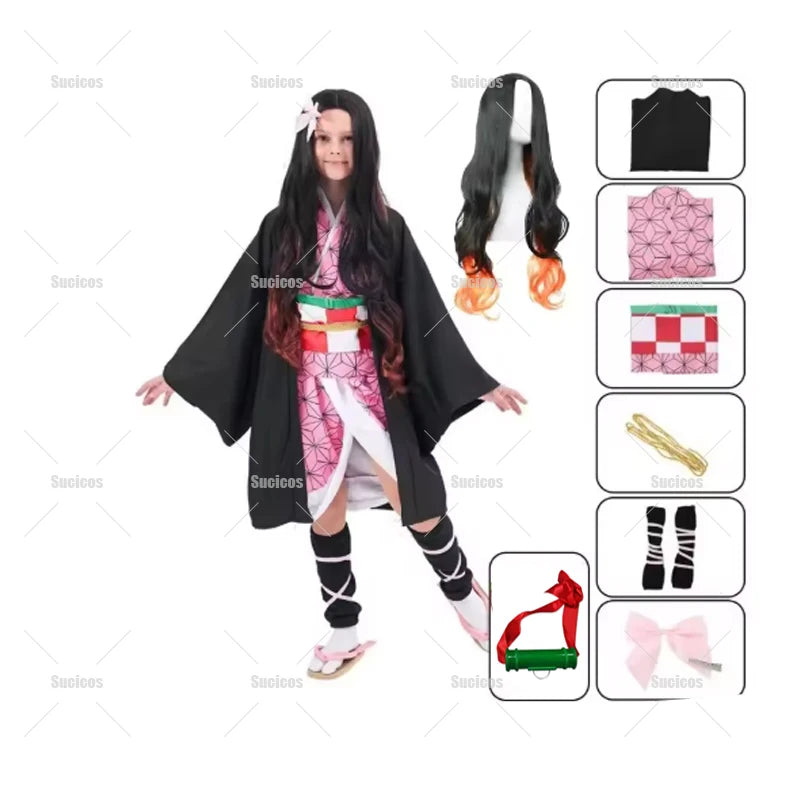 Nezuko Cosplay Props | Faux Leather Horns | Fang Teeth Set | Unisex Party Wear