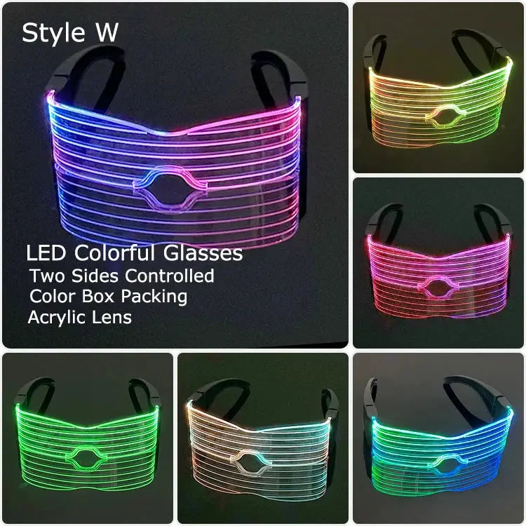 Acrylic LED Luminous Glasses Glow Party Glasses Neon Light Up Visor Eyeglasses DJ Bar Party Eyewear For Halloween Christmas - ToylandEU