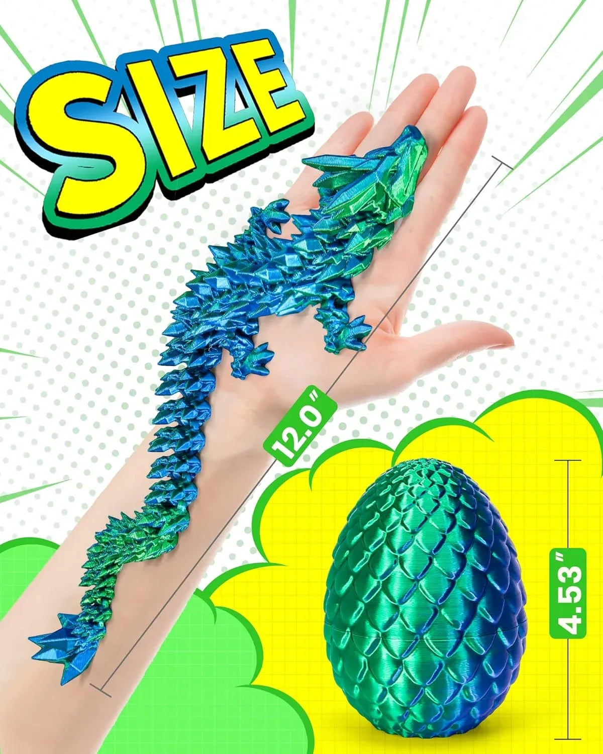3D Printed Dragon Egg Toy With Articulated Crystal Dragon - ToylandEU