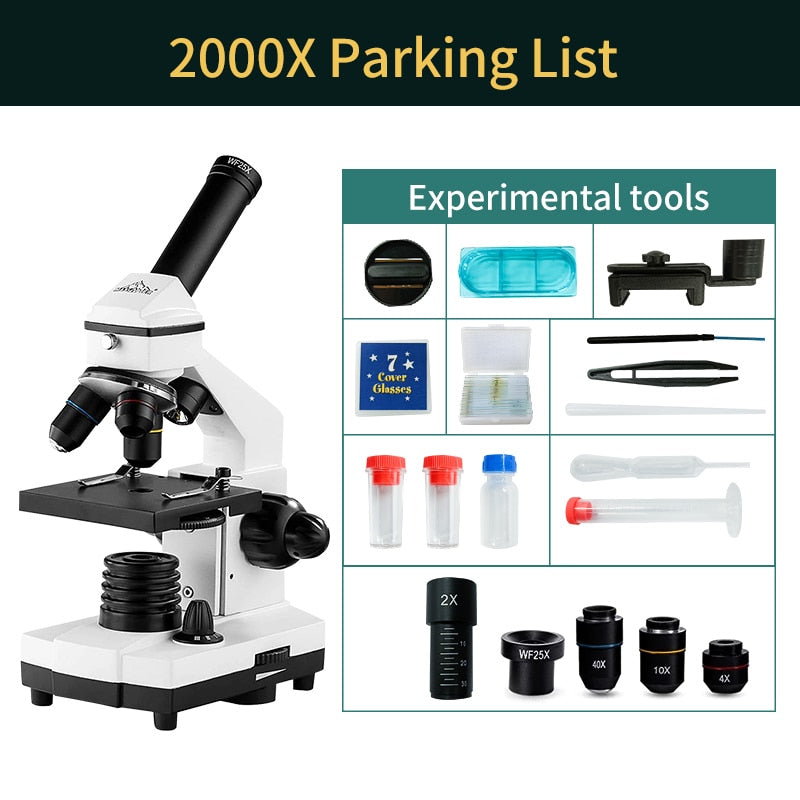 Powerful 40X-1600X Biological Microscope with Slides Set and Phone Adapter Toyland EU