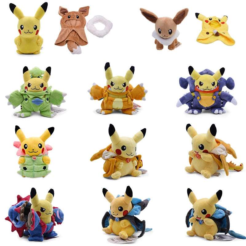 15 Assorted Pokemon Cosplay Plush Toys Pikachu Cos Eevee Charizard - ToylandEU