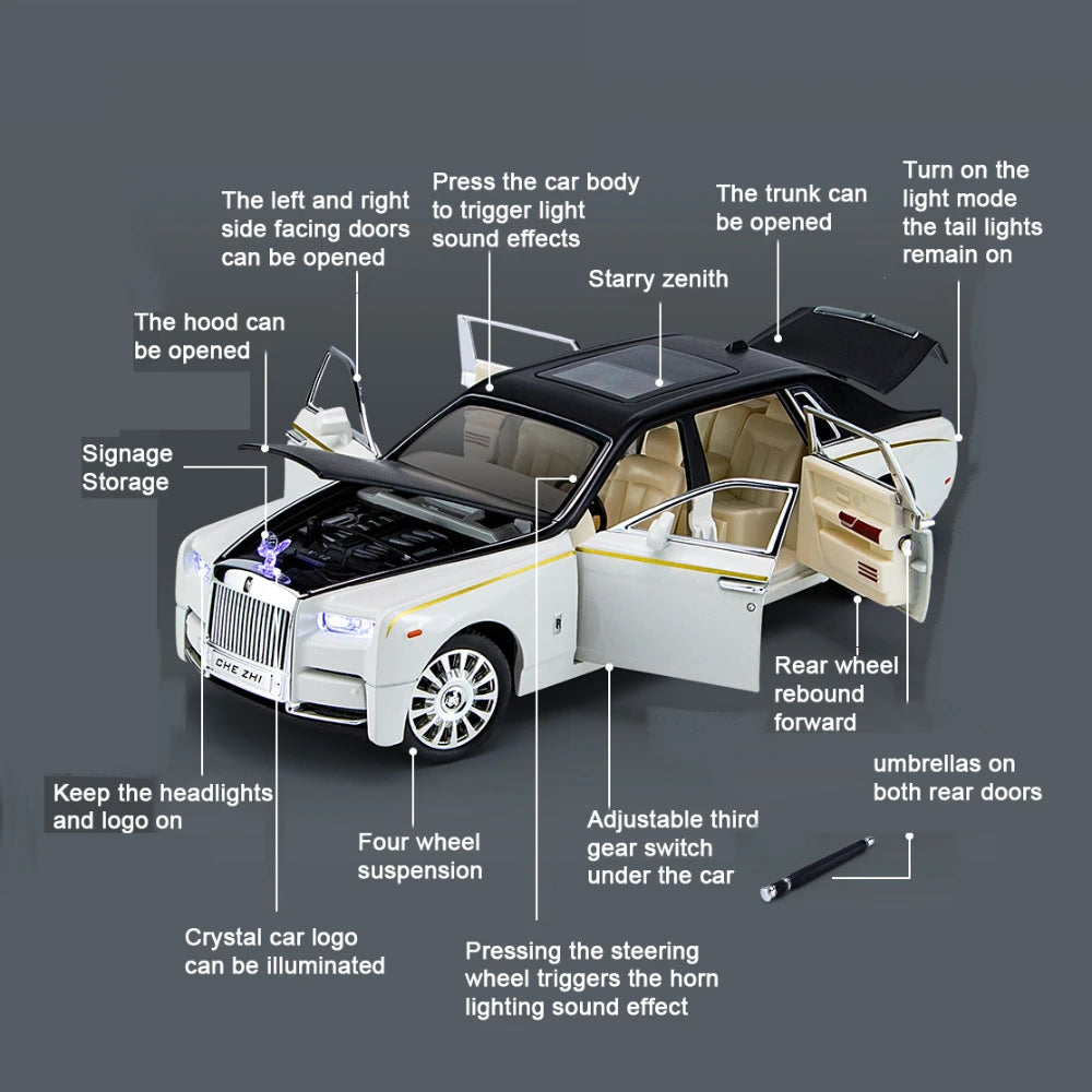 1:24 Rolls-Royce Phantom Zinc Alloy Diecast Toy Cars Model Simulated