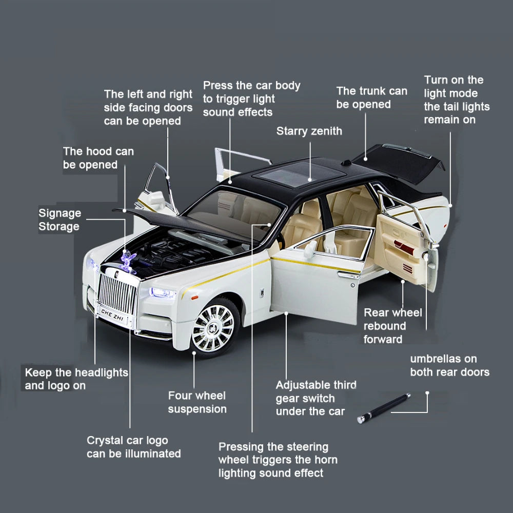 1:24 Rolls-Royce Phantom Zinc Alloy Diecast Toy Cars Model Simulated Toyland EU