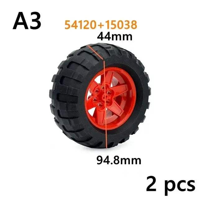 MOC Technical Tire Wheel Cross Hole Set Motorcycle Car Truck Wheels 44309 92402 32019 54120 11957 Construction Building Block - ToylandEU
