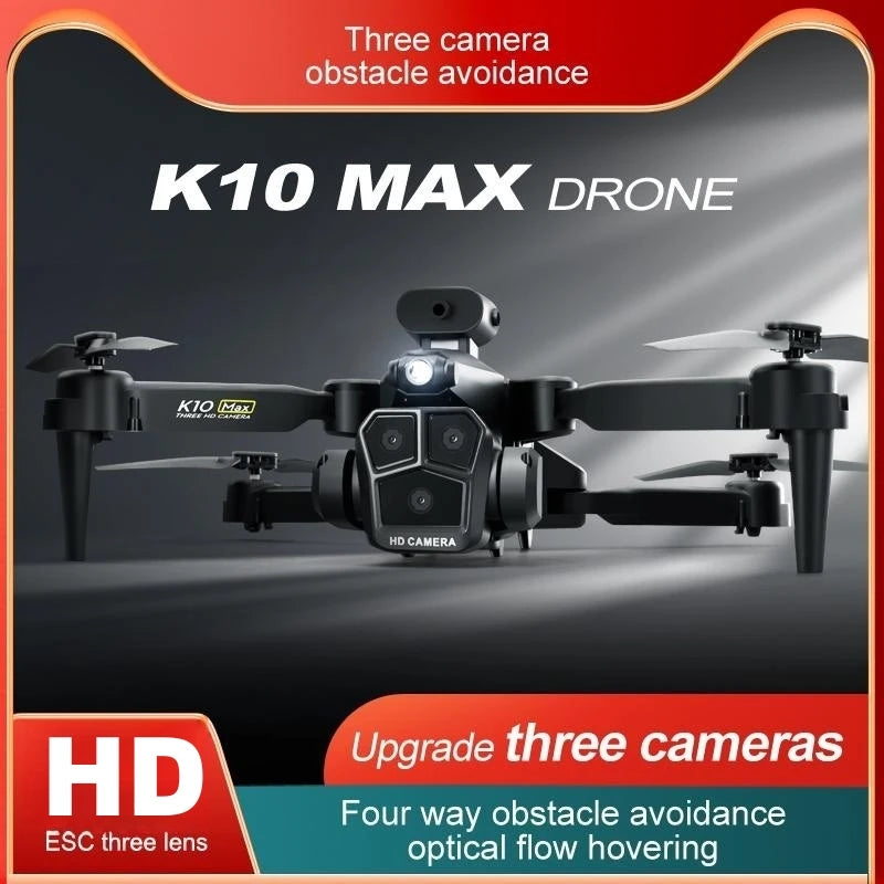 New K10 Max RC Drone HD Triple Camera Optical Flow Positioning