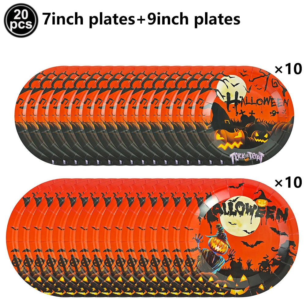 Halloween Party Tableware | Paper Disposable | Plates Cups | Birthday Decor