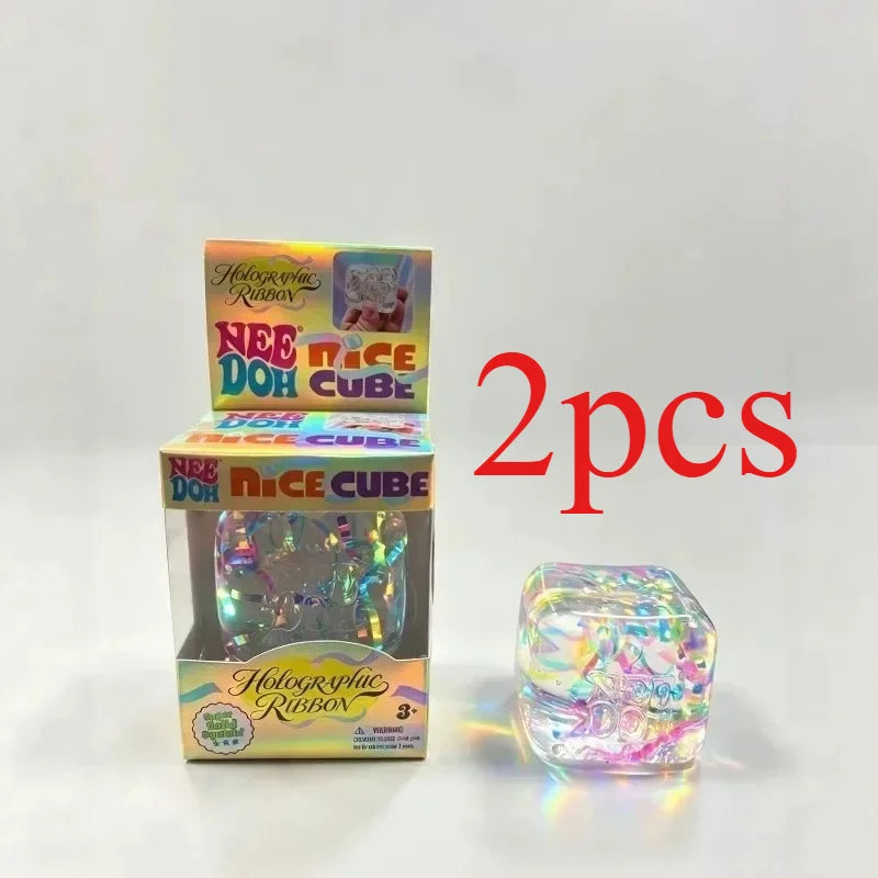 Stress Relief Squishy Cube | For Ages 14+ | Coffee Chocolate And Holographic