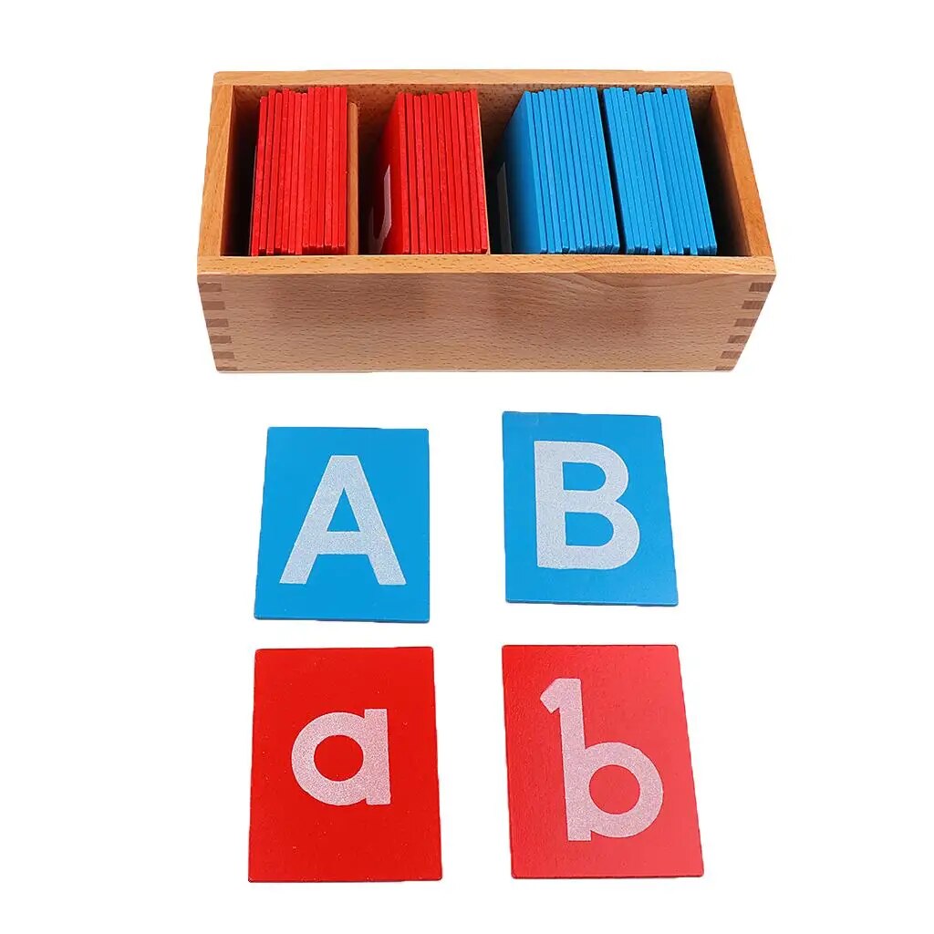 Wooden Montessori Sandpaper Alphabet Cards for Kids Learning and Education