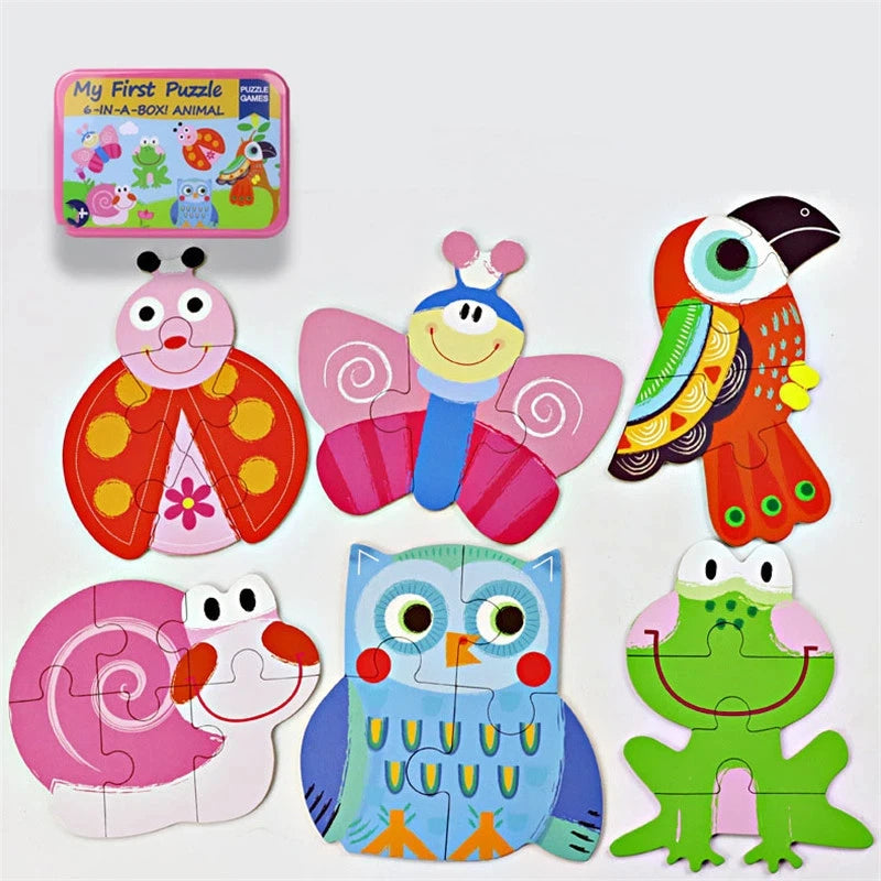 Wooden 3D Puzzle | Cartoon Animal Traffic Theme | Montessori Toy | Ages 3-12