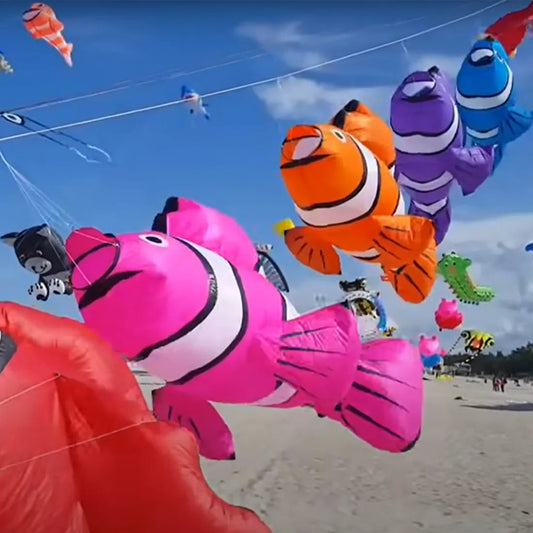 Colorful 3D Hanging Clownfish Kite - Outdoor Power Kite - ToylandEU