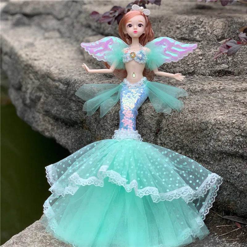 45cm Mermaid Doll Girl Toy Blue Eyes Princess Wedding Dress - ToylandEU