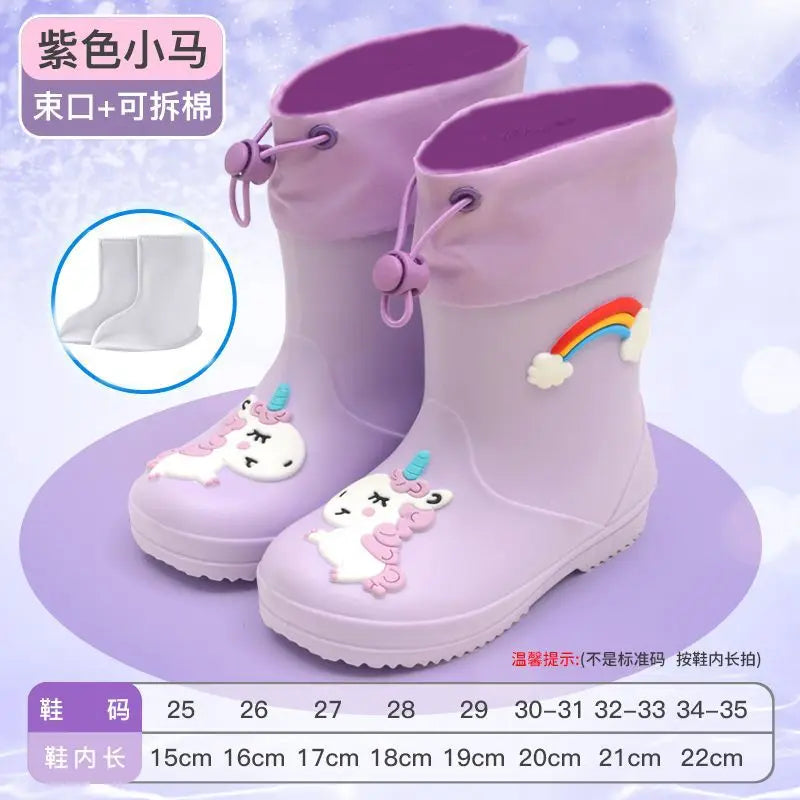 Kids Rain Boots | Waterproof Non Slip | Cartoon Print | Toddler Youth