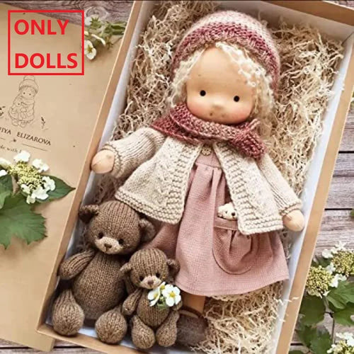 Adorable Handmade Waldorf Plush Doll Girl with Native Enamel Design ToylandEU.com Toyland EU