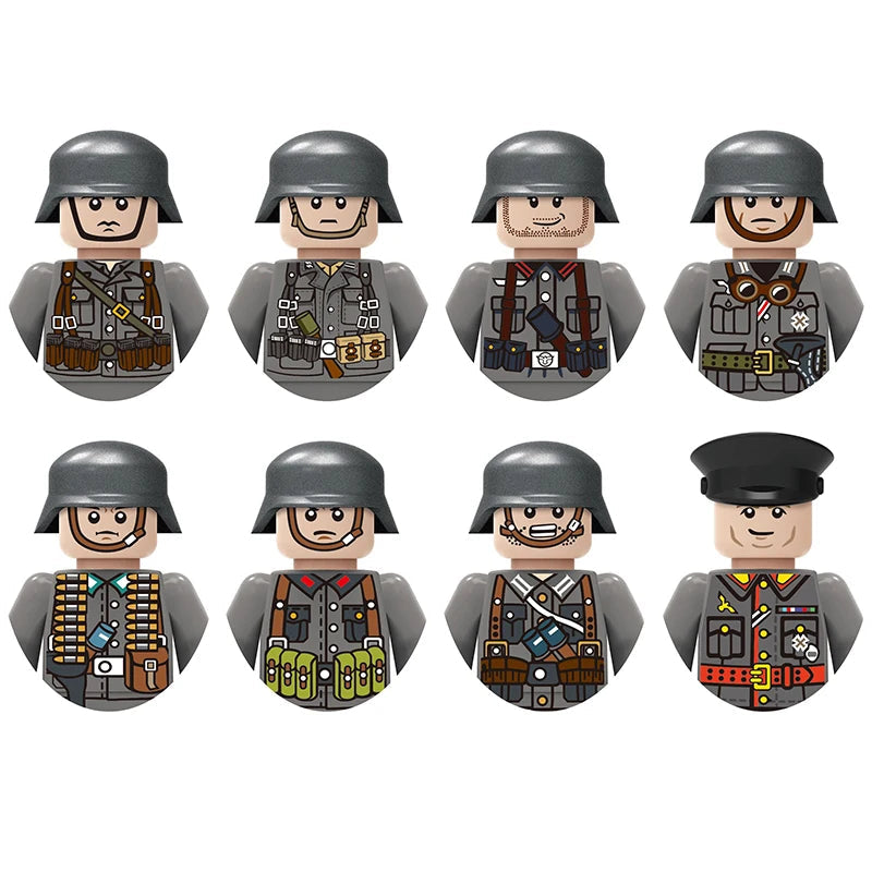 Military Army and Police Building Blocks Figures Set, including WW2 Soldier and SWAT Officer Toys - ToylandEU