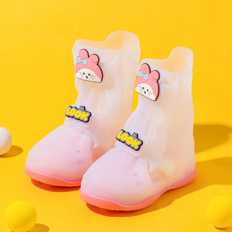 Children Rain Boots | Non-Slip Rubber | Mid-Calf | Pink Blue Yellow Ages 4-6 Yrs