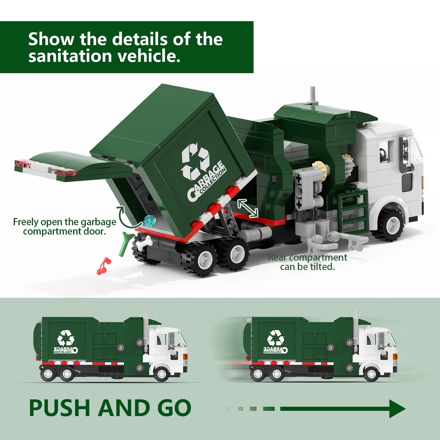 The City Cleaning Vehicle Rubbish Truck Building Toys with Color Box - ToylandEU