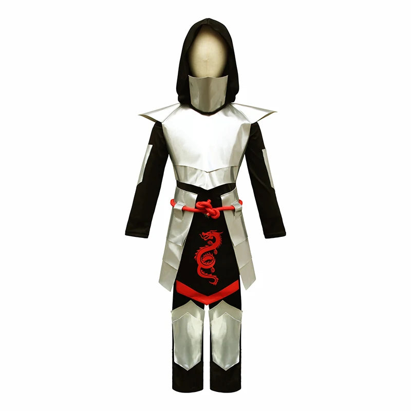 Silver Dragon Ninja Costume for Boys - Perfect for Halloween & Festivities