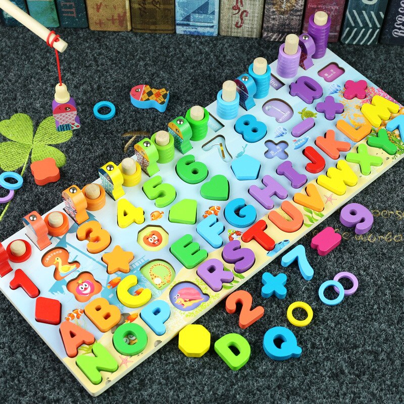 Montessori Math Fishing Wooden Toy Board for Educational Learning, Ages 1-3 - ToylandEU