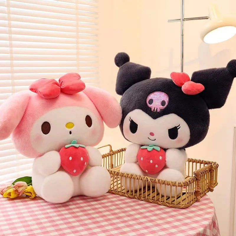 Strawberry Kuromi Plush Pillow Toy - Soft Stuffed Animal Doll for Girls