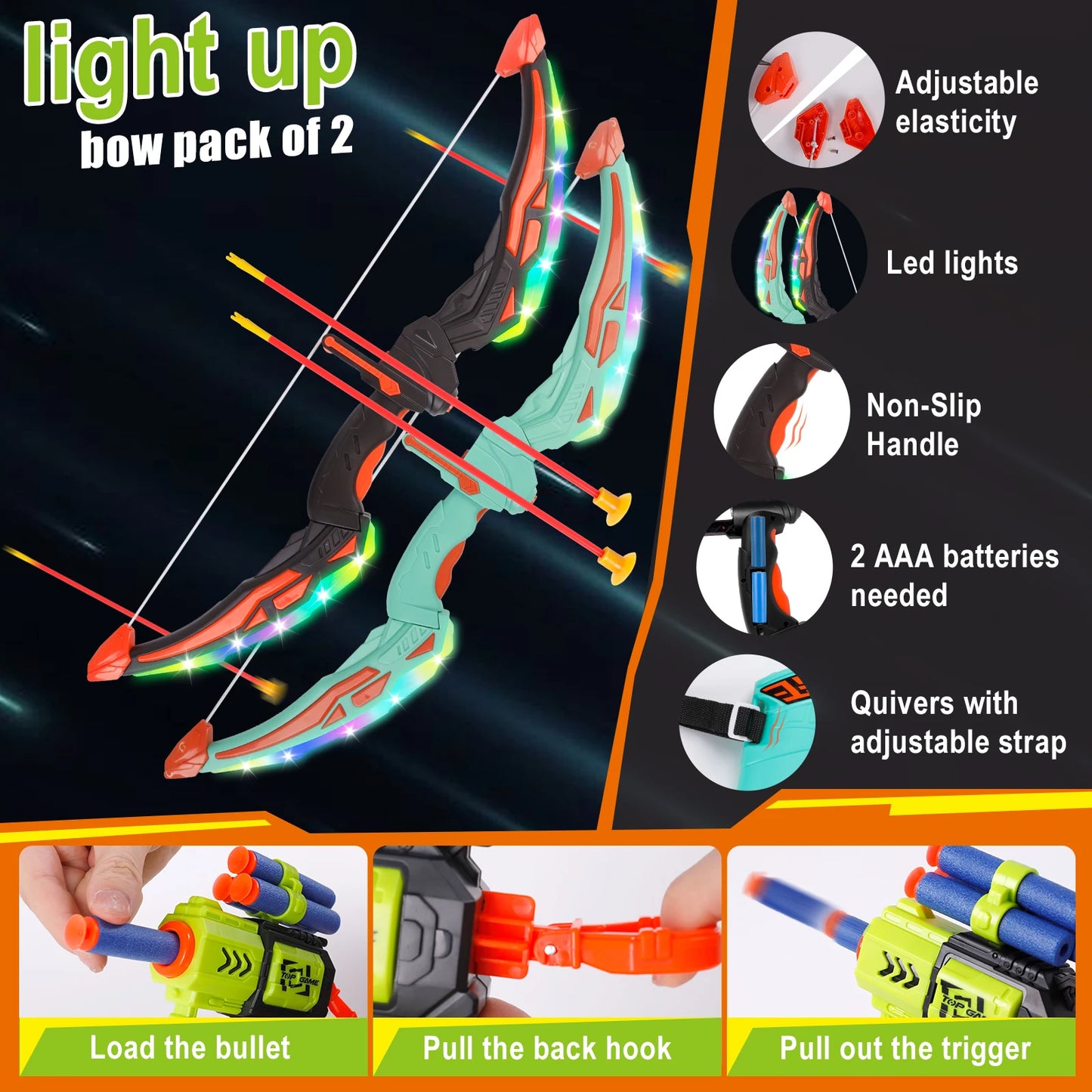 Led Light Up Bow and Arrow Archery Set for Children