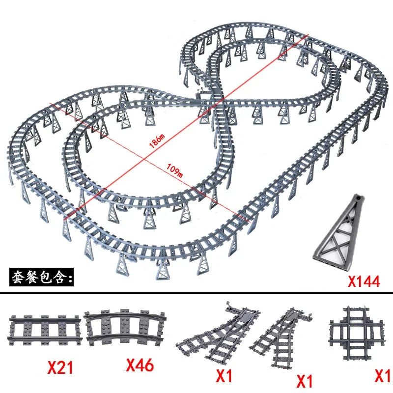 Train Track Building Blocks | Compatible With LEGO | Bridge Cross Track | Cross Track Set