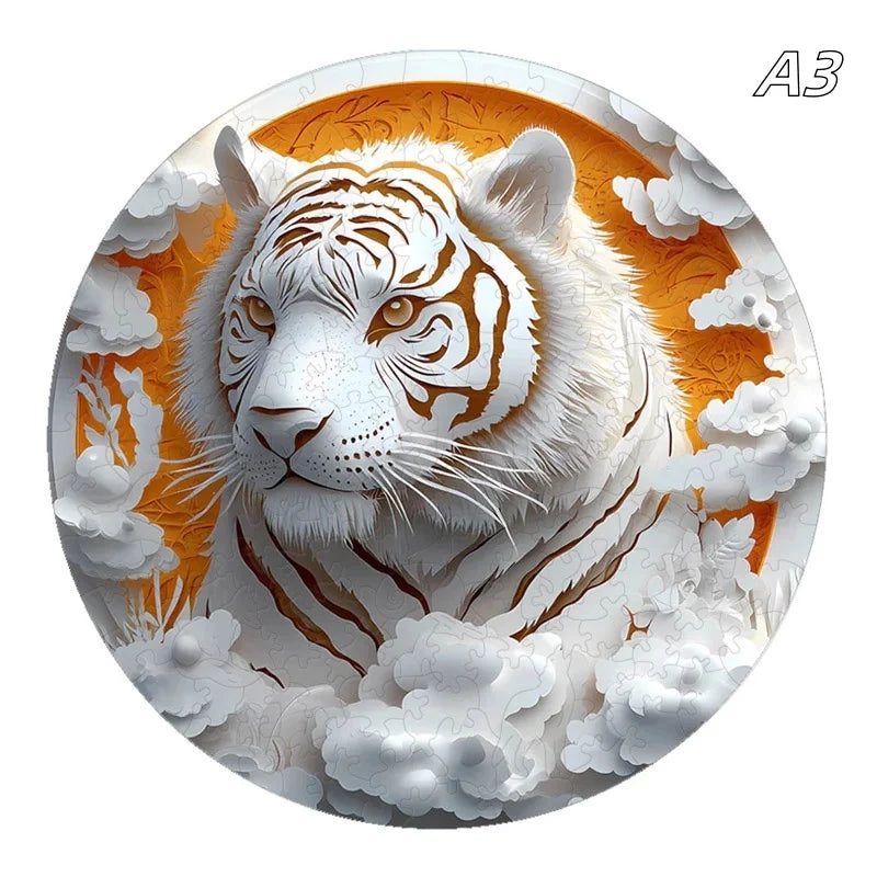 3D Wooden Jigsaw Puzzle | Tiger Pattern | Age 12 And Up | Birthday Gift